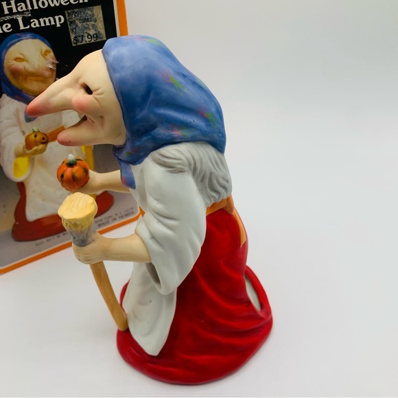Vintage Porcelain Halloween Candle Lamp Witch Figurine w/ Box Taiwan - Picture 2 of 14